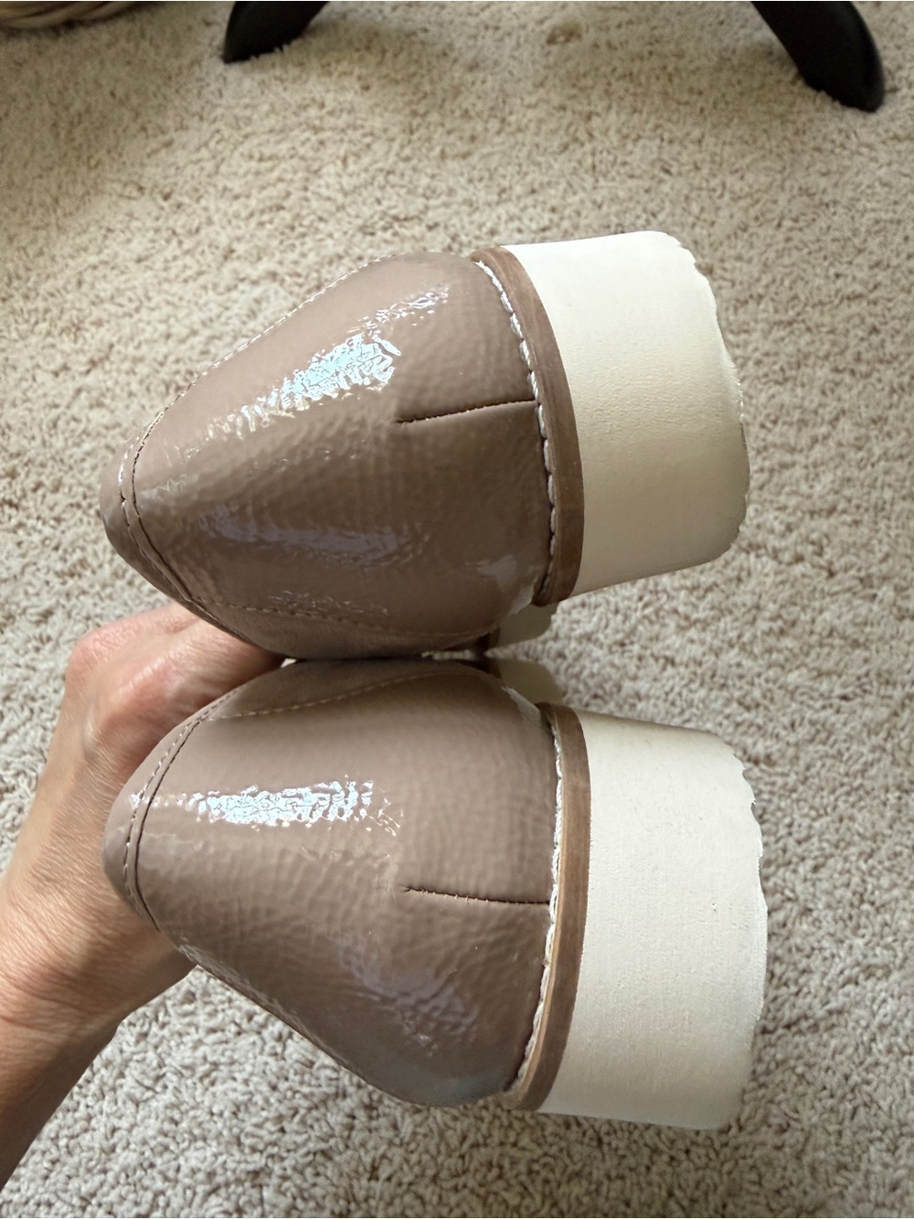 Alex Marie Taupe Suede Chain-Trim Loafers - Picture 3 of 6